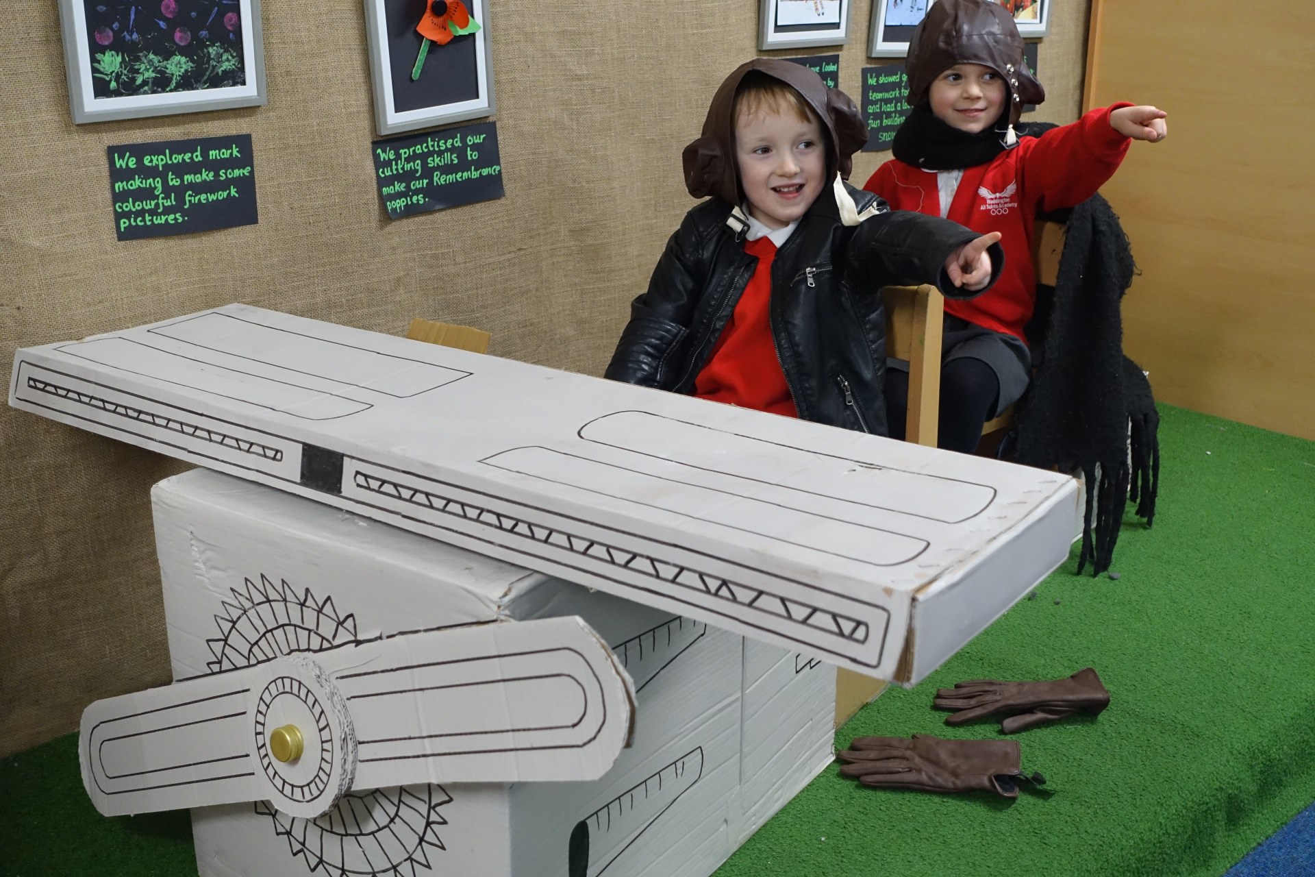 children in aeroplane