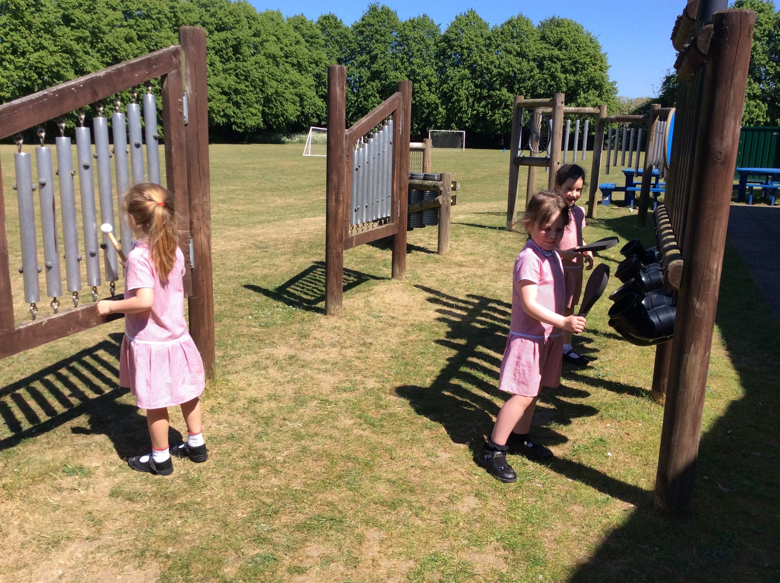 children outside on frame