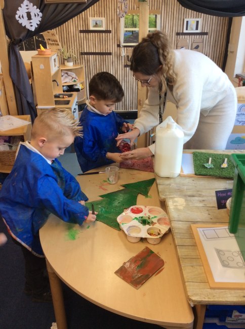 children painting inside